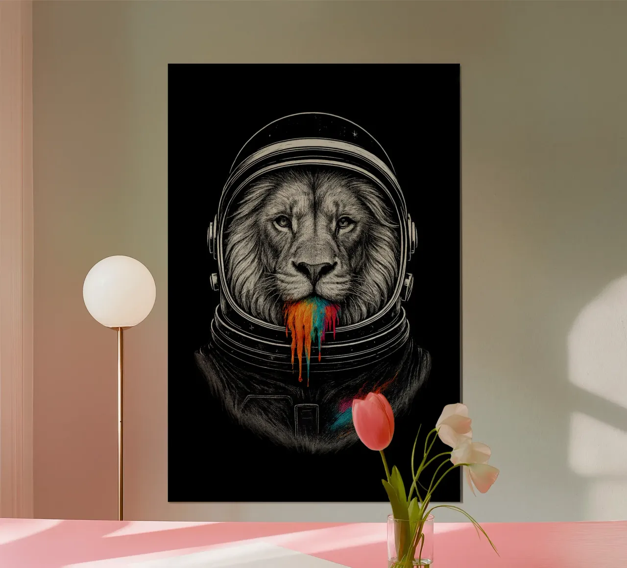 Lion Drip poster con telaio in alluminio da BadrBrand