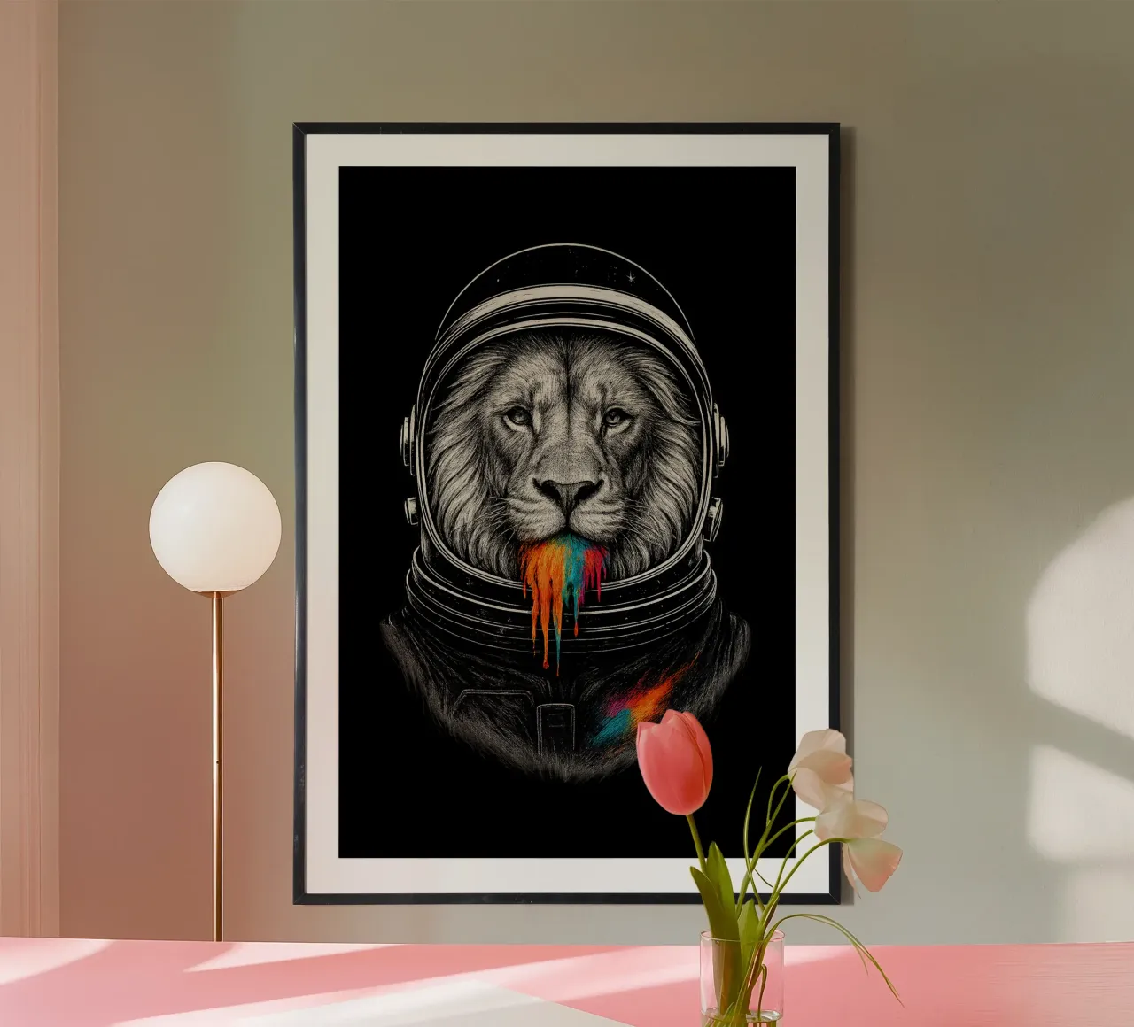 Lion Drip poster con telaio in alluminio da BadrBrand