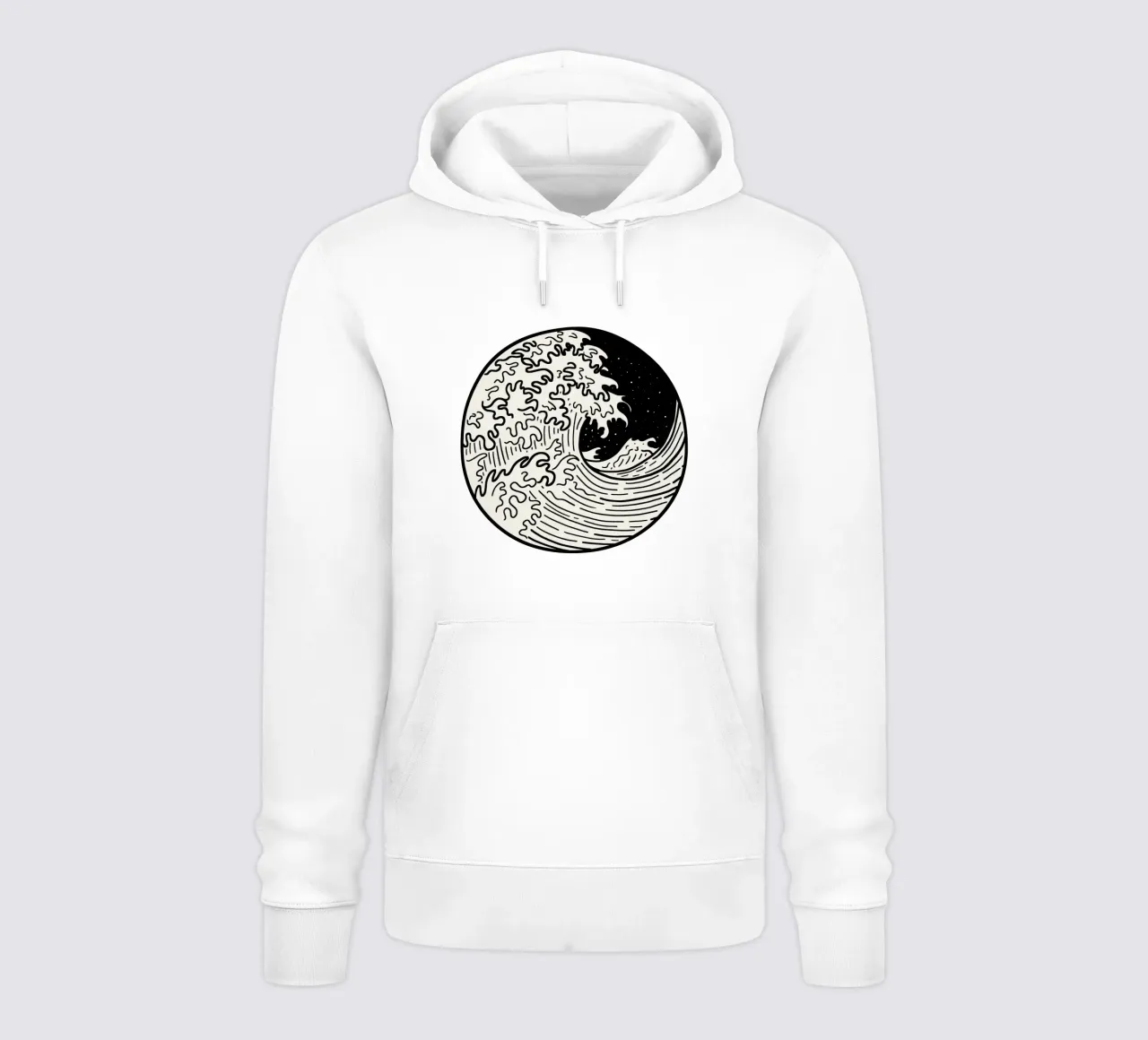 The Great Wave Black and white felpa con cappuccio da TijanaArtStudio88
