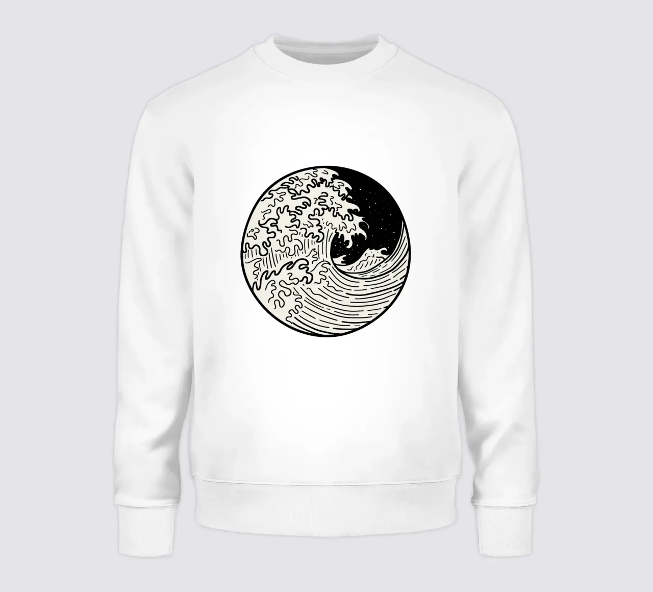 The Great Wave Black and white felpa da TijanaArtStudio88