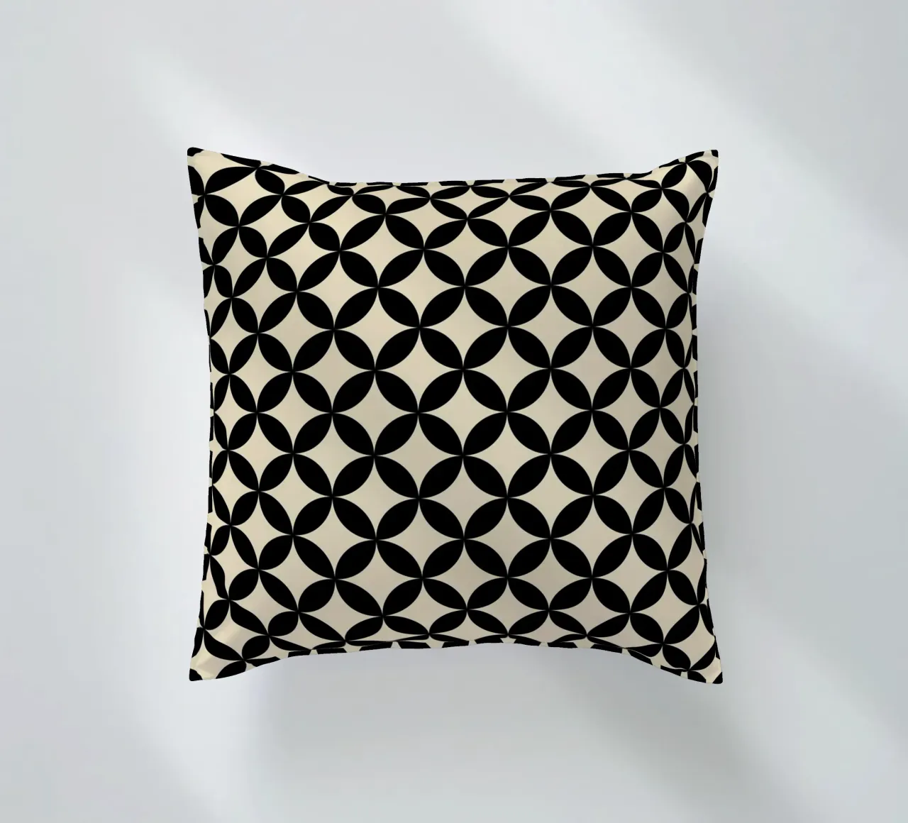 Minimal Basic Geometric Flower Pattern 2 | Nero su Beige cuscino da Beauty in Simplicity