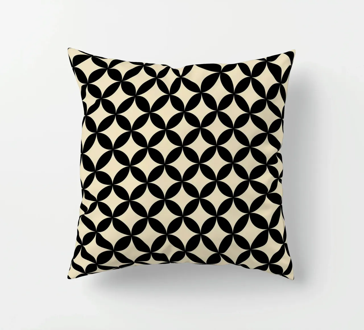 Minimal Basic Geometric Flower Pattern 2 | Nero su Beige cuscino da Beauty in Simplicity