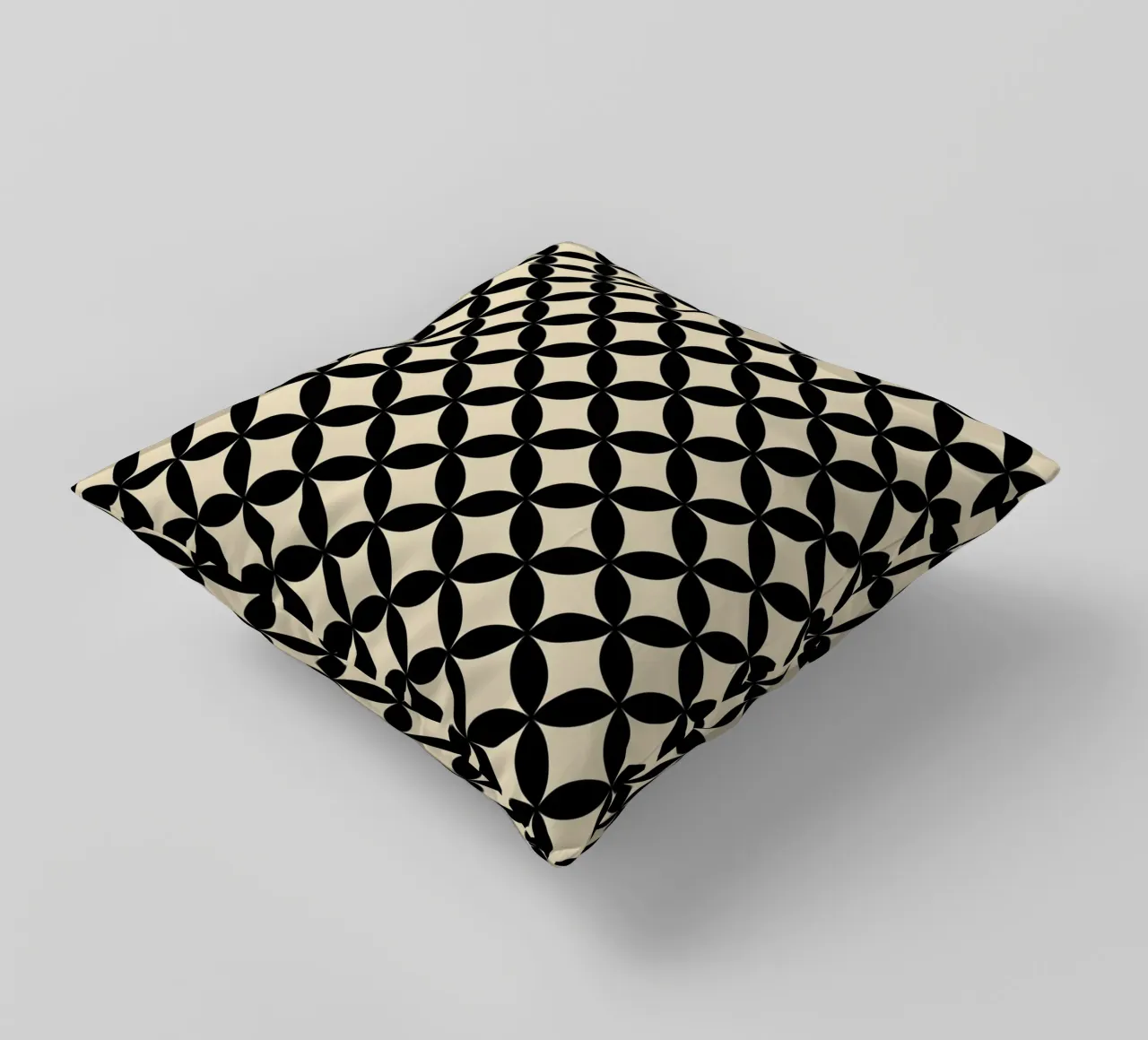 Minimal Basic Geometric Flower Pattern 2 | Nero su Beige cuscino da Beauty in Simplicity