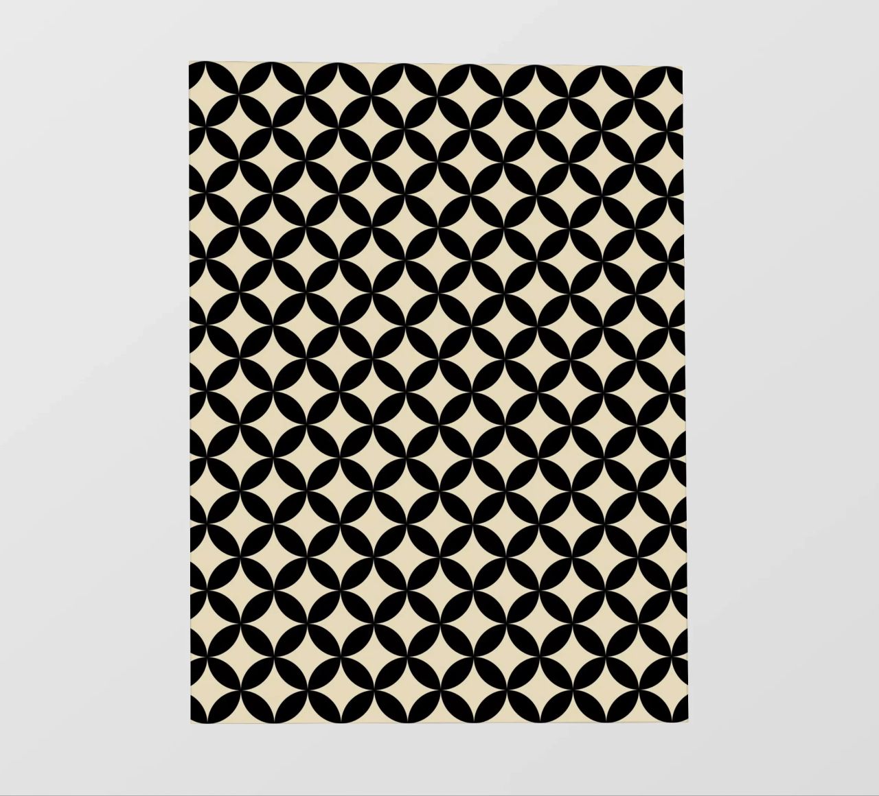 Minimal Basic Geometric Flower Pattern 2 | Nero su Beige telo in pvc da Beauty in Simplicity