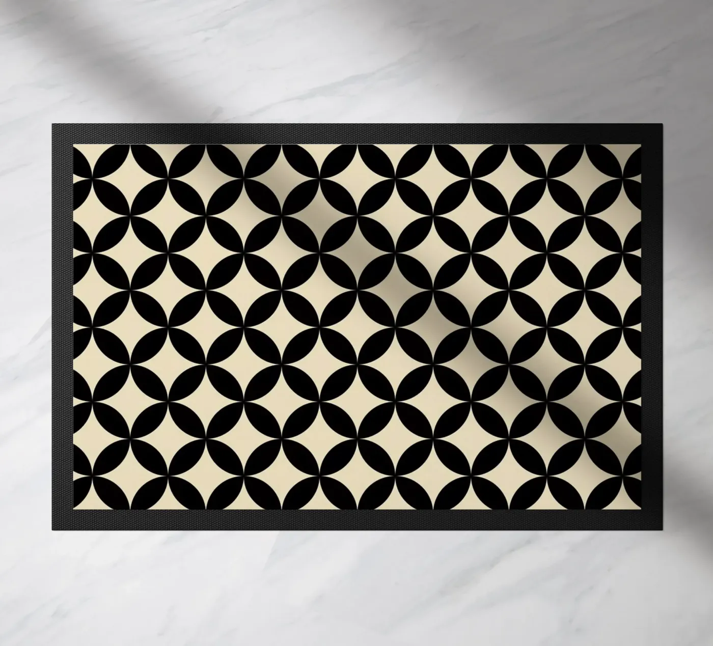 Minimal Basic Geometric Flower Pattern 2 | Black on Beige deurmat van Beauty in Simplicity