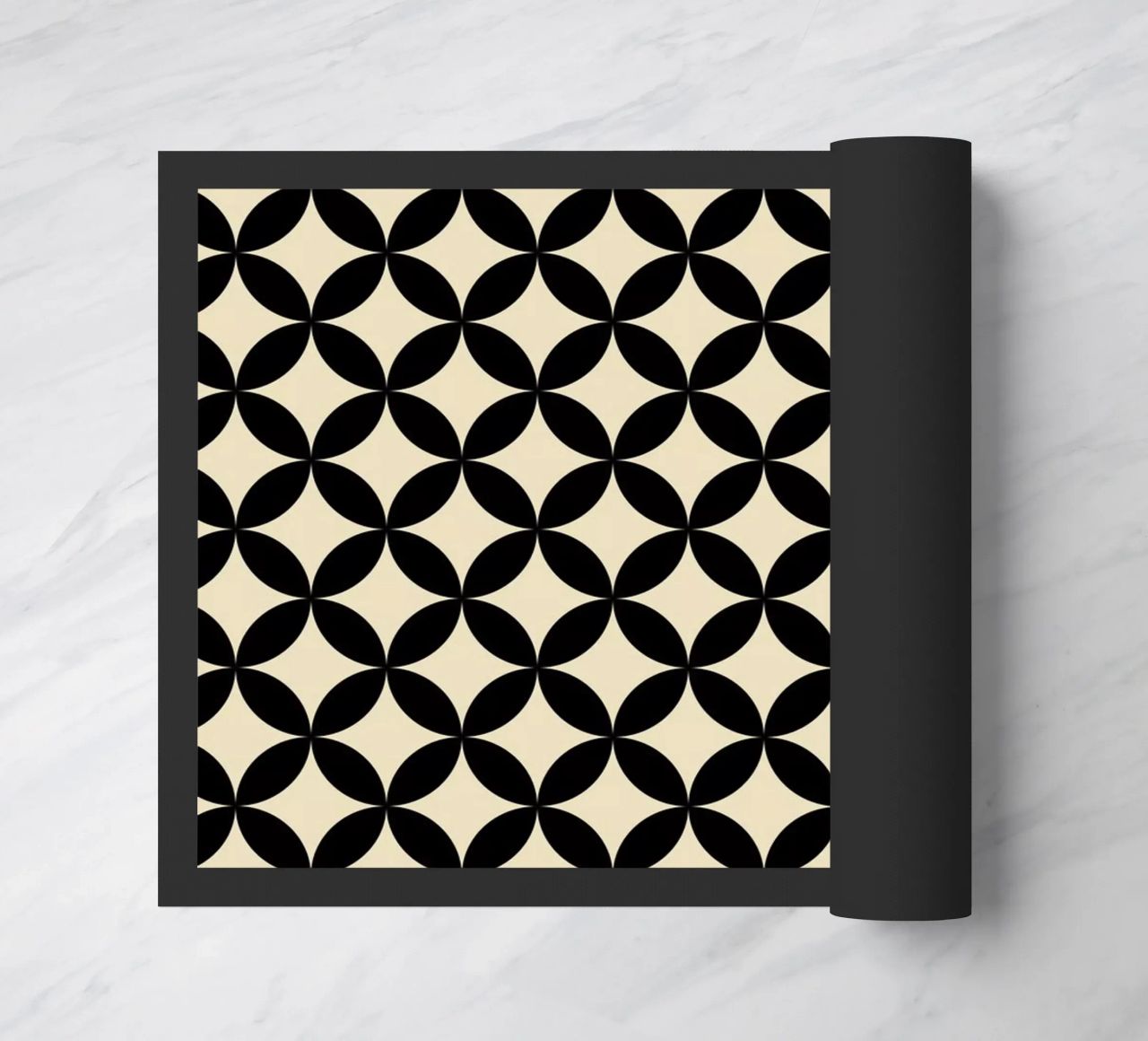 Minimal Basic Geometric Flower Pattern 2 | Nero su Beige zerbino da Beauty in Simplicity