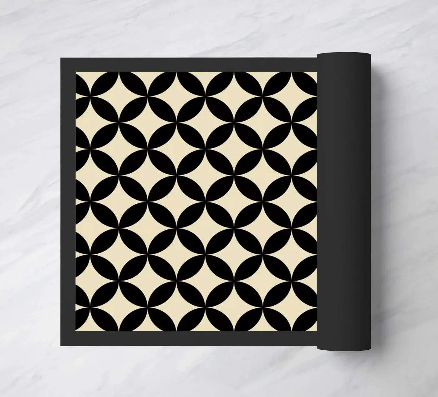Minimal Basic Geometric Flower Pattern 2 | Black on Beige deurmat van Beauty in Simplicity