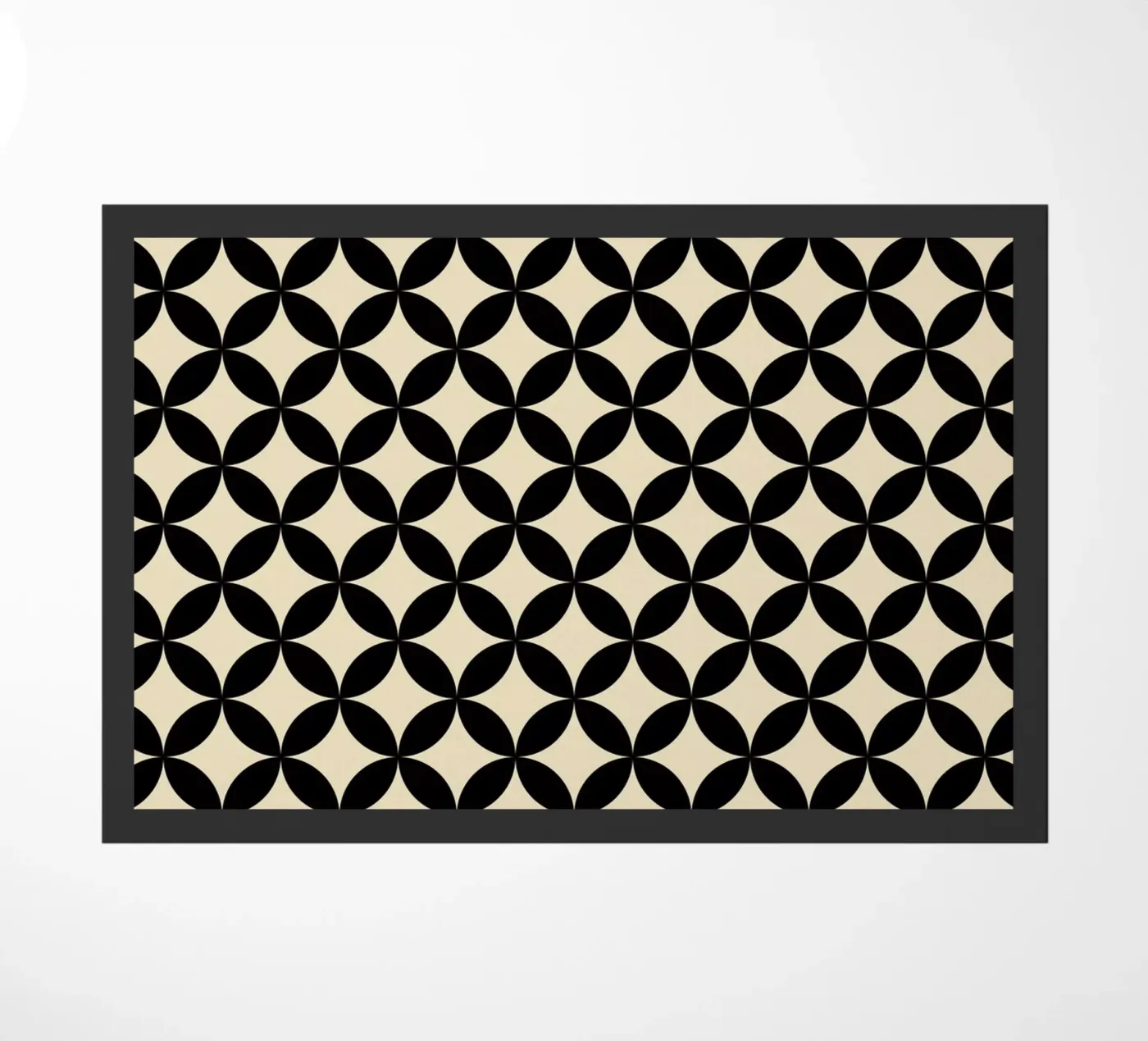 Minimal Basic Geometric Flower Pattern 2 | Black on Beige deurmat van Beauty in Simplicity