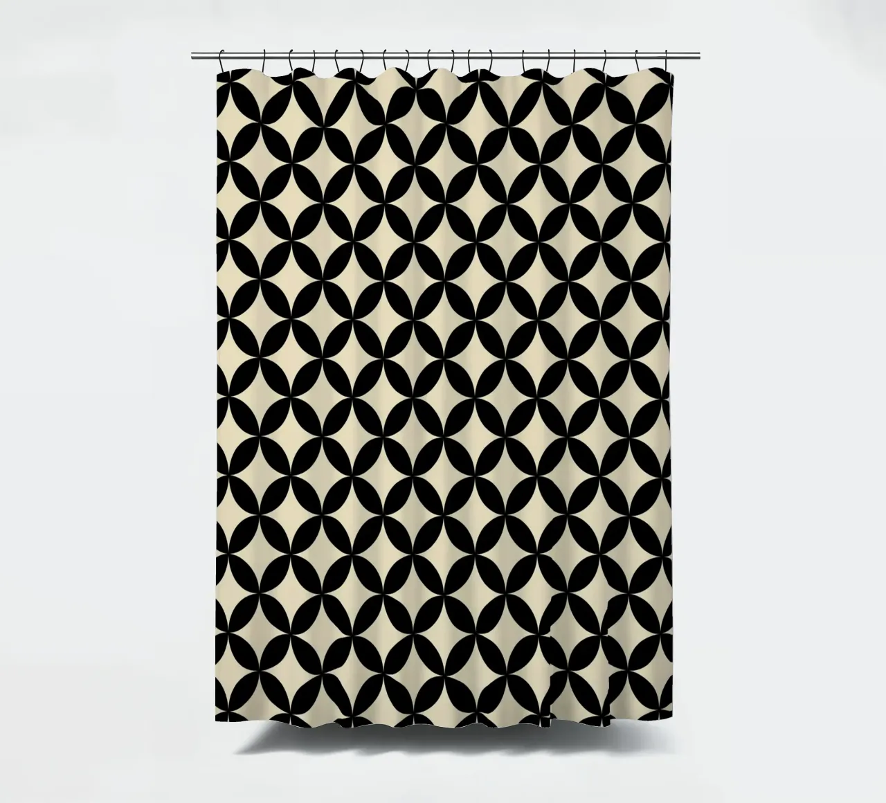 Minimal Basic Geometric Flower Pattern 2 | Nero su Beige tenda da doccia da Beauty in Simplicity