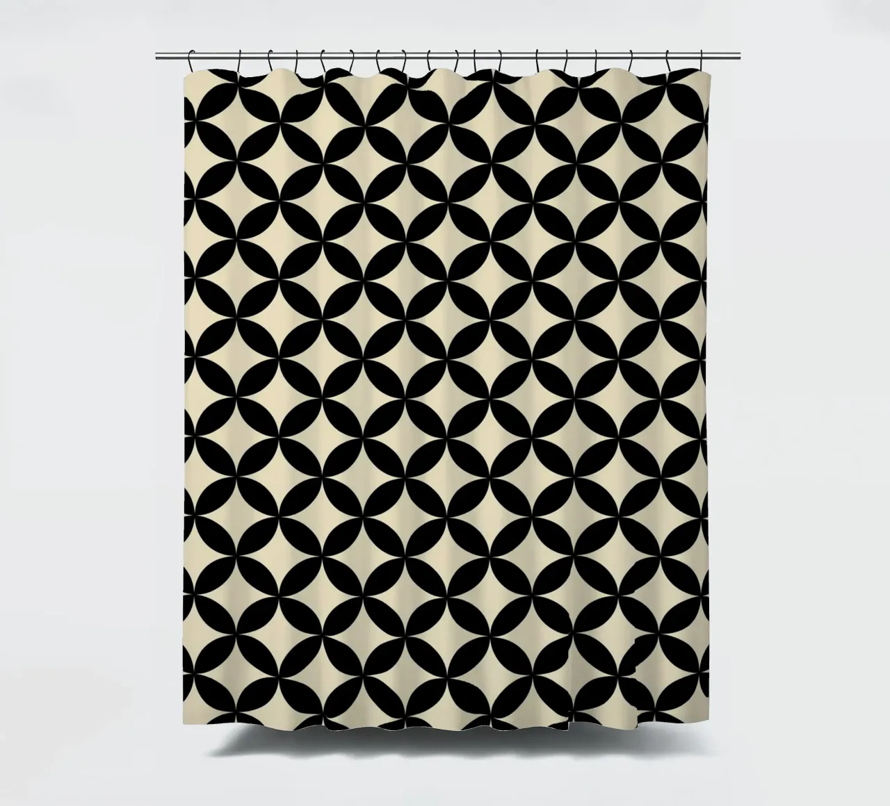 Minimal Basic Geometric Flower Pattern 2 | Nero su Beige tenda da doccia da Beauty in Simplicity