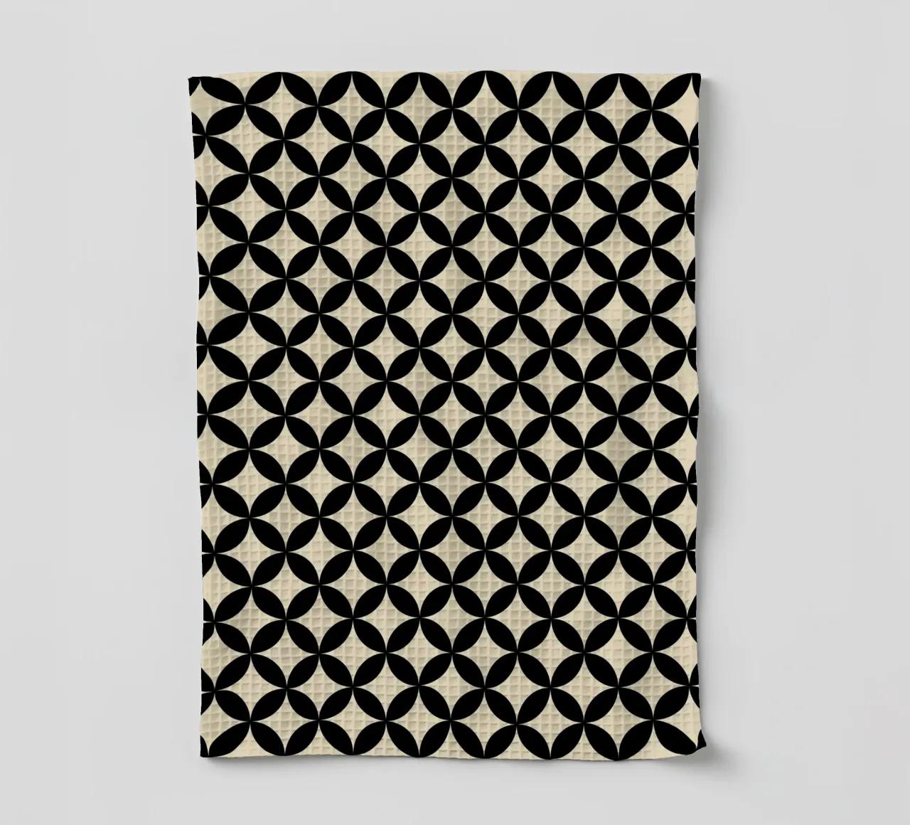 Minimal Basic Geometric Flower Pattern 2 | Nero su Beige canovaccio da cucina da Beauty in Simplicity