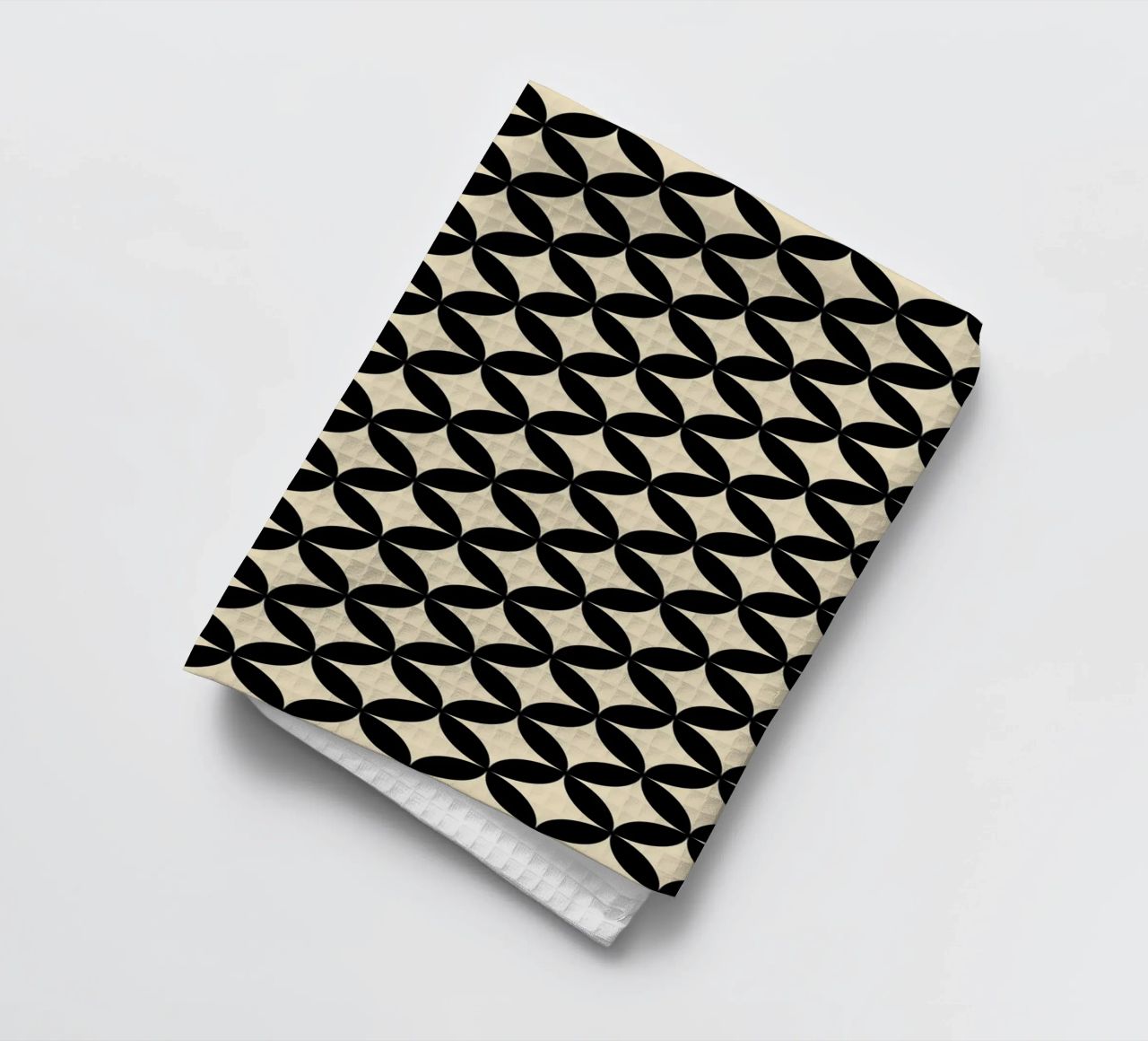 Minimal Basic Geometric Flower Pattern 2 | Nero su Beige canovaccio da cucina da Beauty in Simplicity