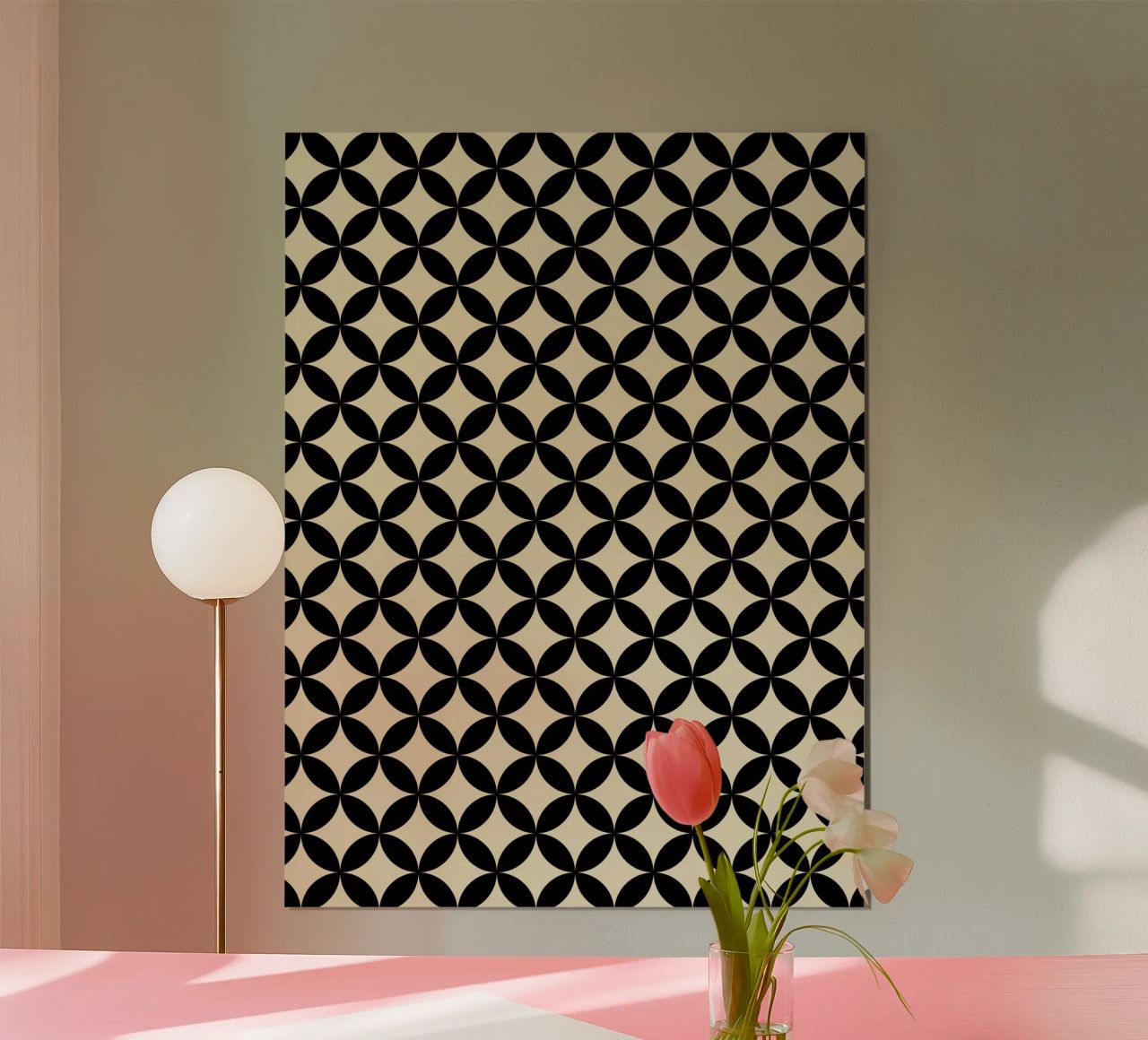 Minimal Basic Geometric Flower Pattern 2 | Nero su Beige carta hahnemühle da Beauty in Simplicity