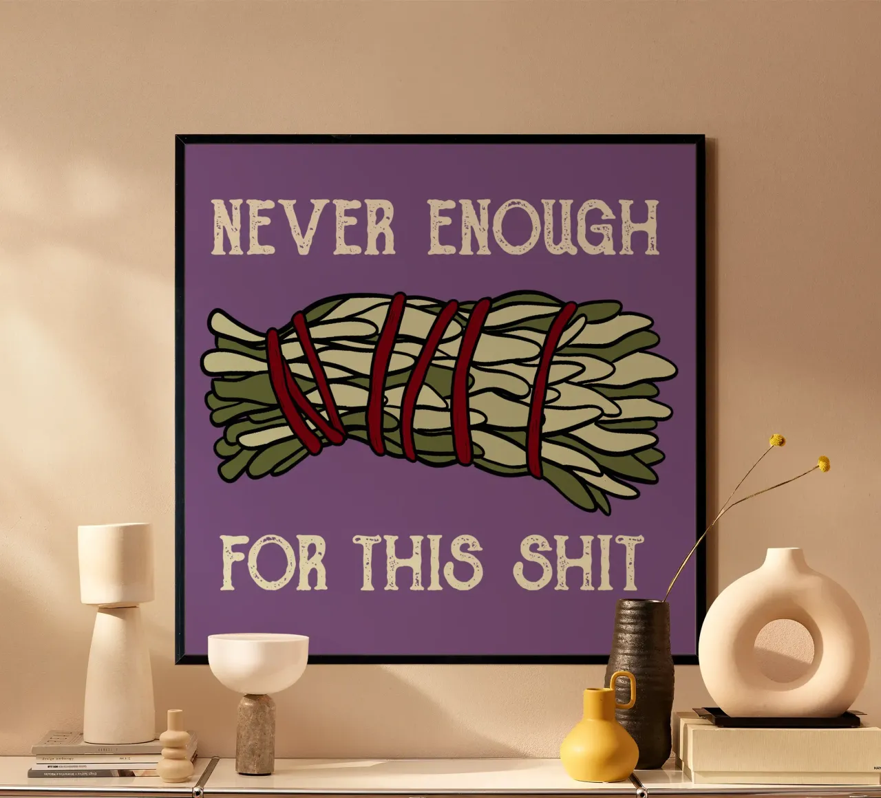 White sage poster con telaio in alluminio da TijanaArtStudio88