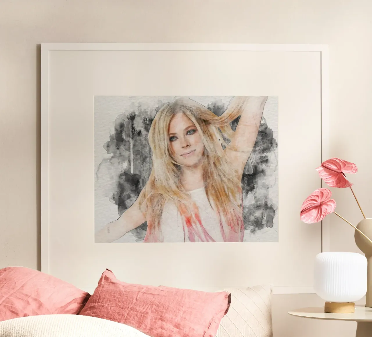 avril lavigne acqua Colore poster con telaio in legno da Trinara