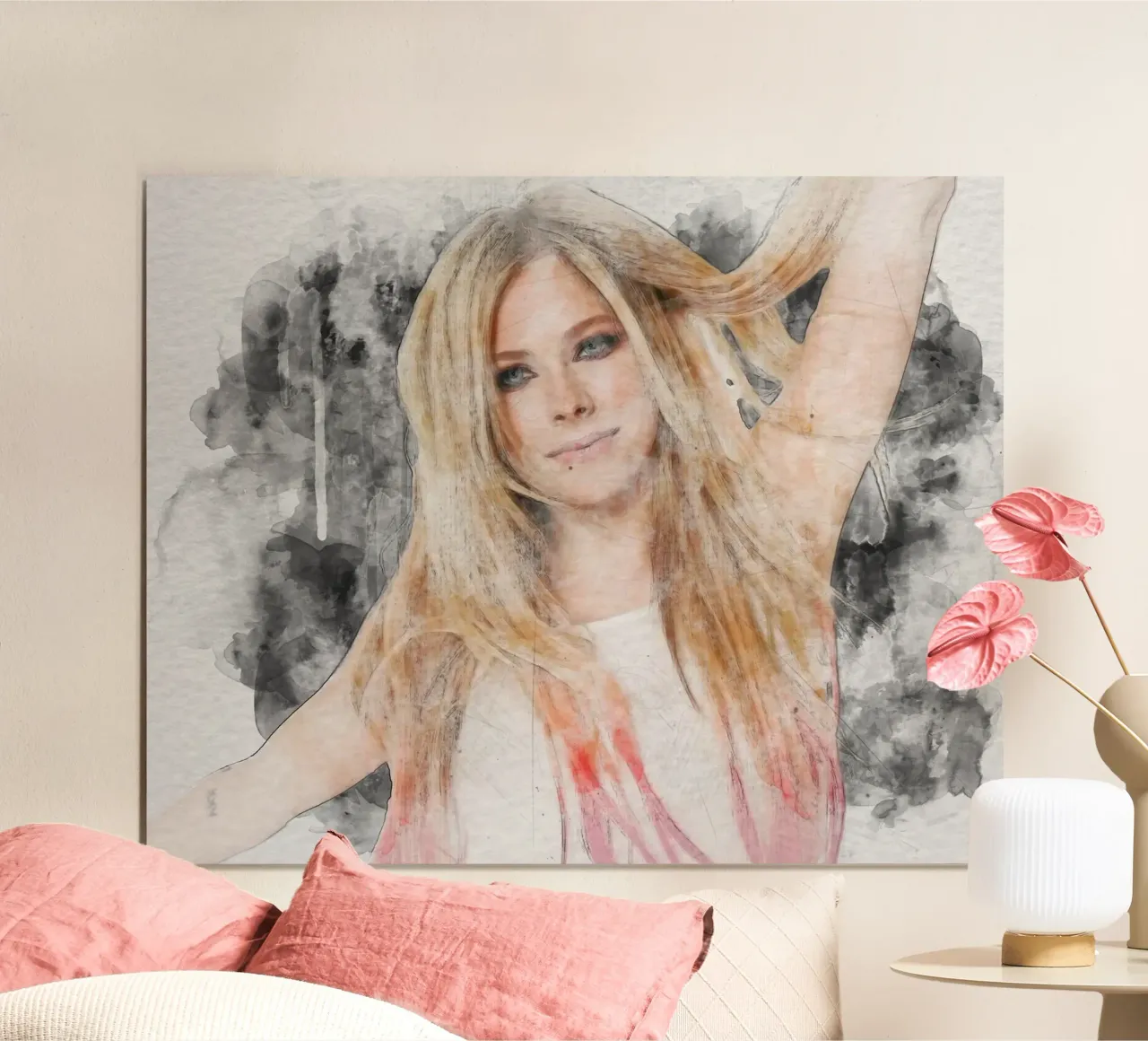 avril lavigne acqua Colore poster con telaio in legno da Trinara