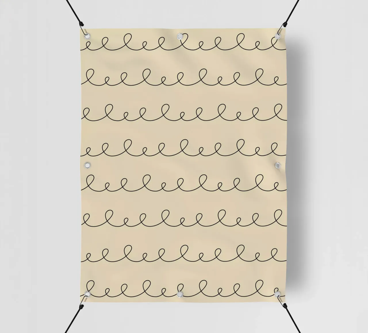 Disegno geometrico minimale di linee ad anello | Nero su beige telo in pvc da Beauty in Simplicity