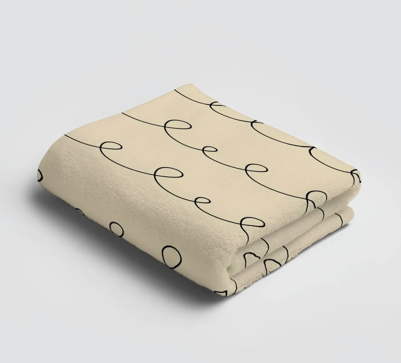 Minimal Geometric Looping Lines Zeichnung | Schwarz auf Beige Handtuch von Beauty in Simplicity