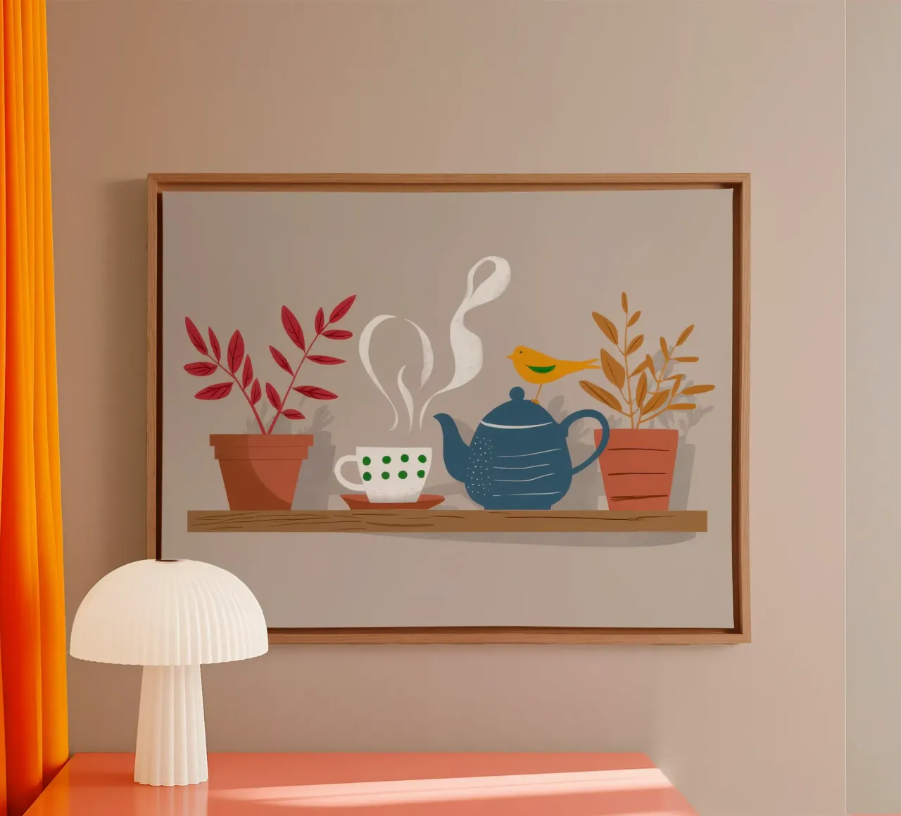 Autumn Shelf Serenity canvas with Floater frame by Bruce Juice