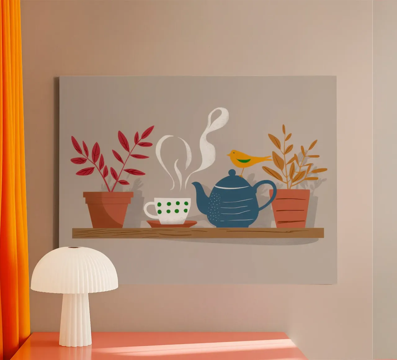 Autumn Shelf Serenity canvas with Floater frame by Bruce Juice