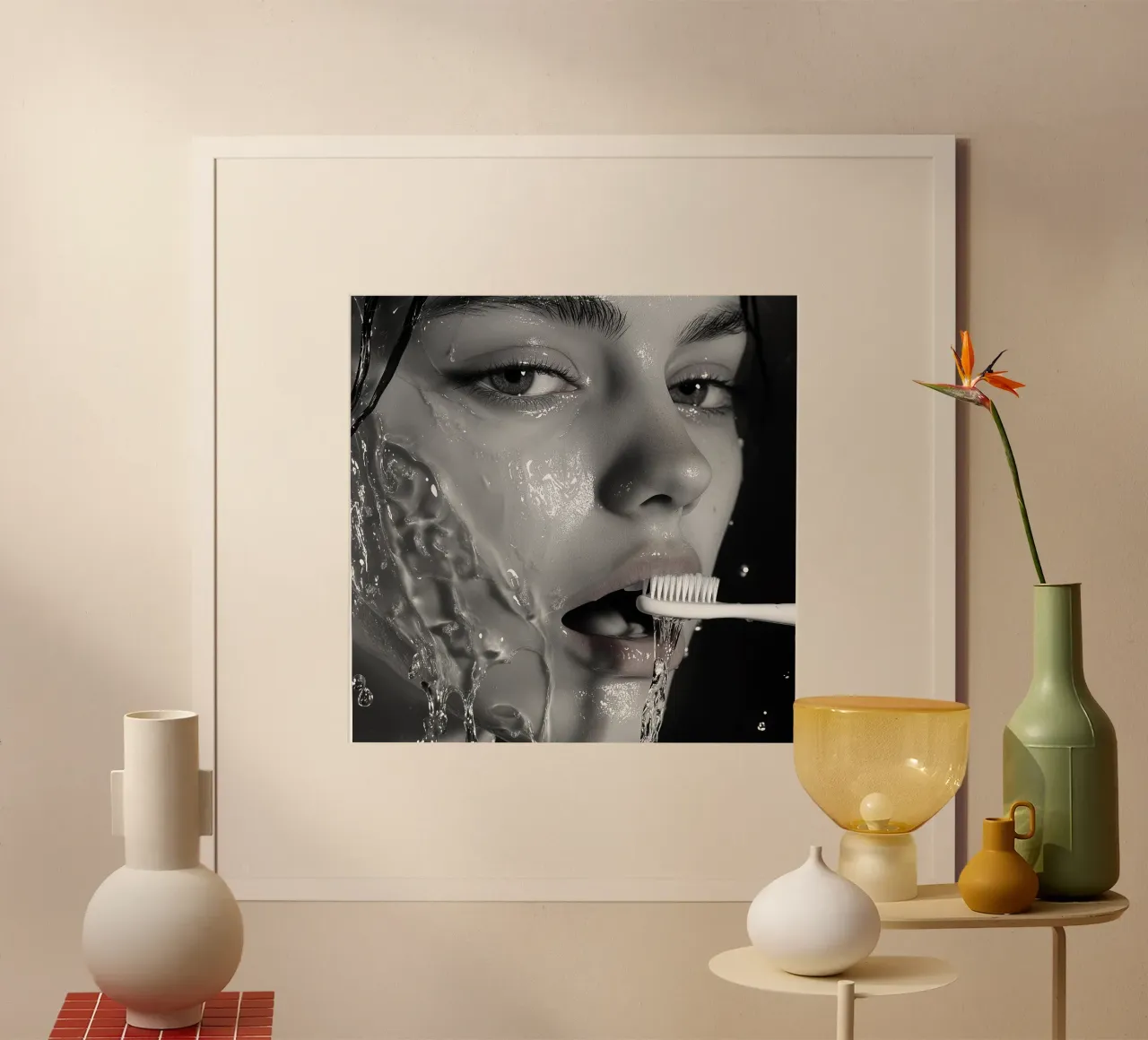 Serie dentista - ritratto liquido avant-garde in bianco e nero poster da Synthaira