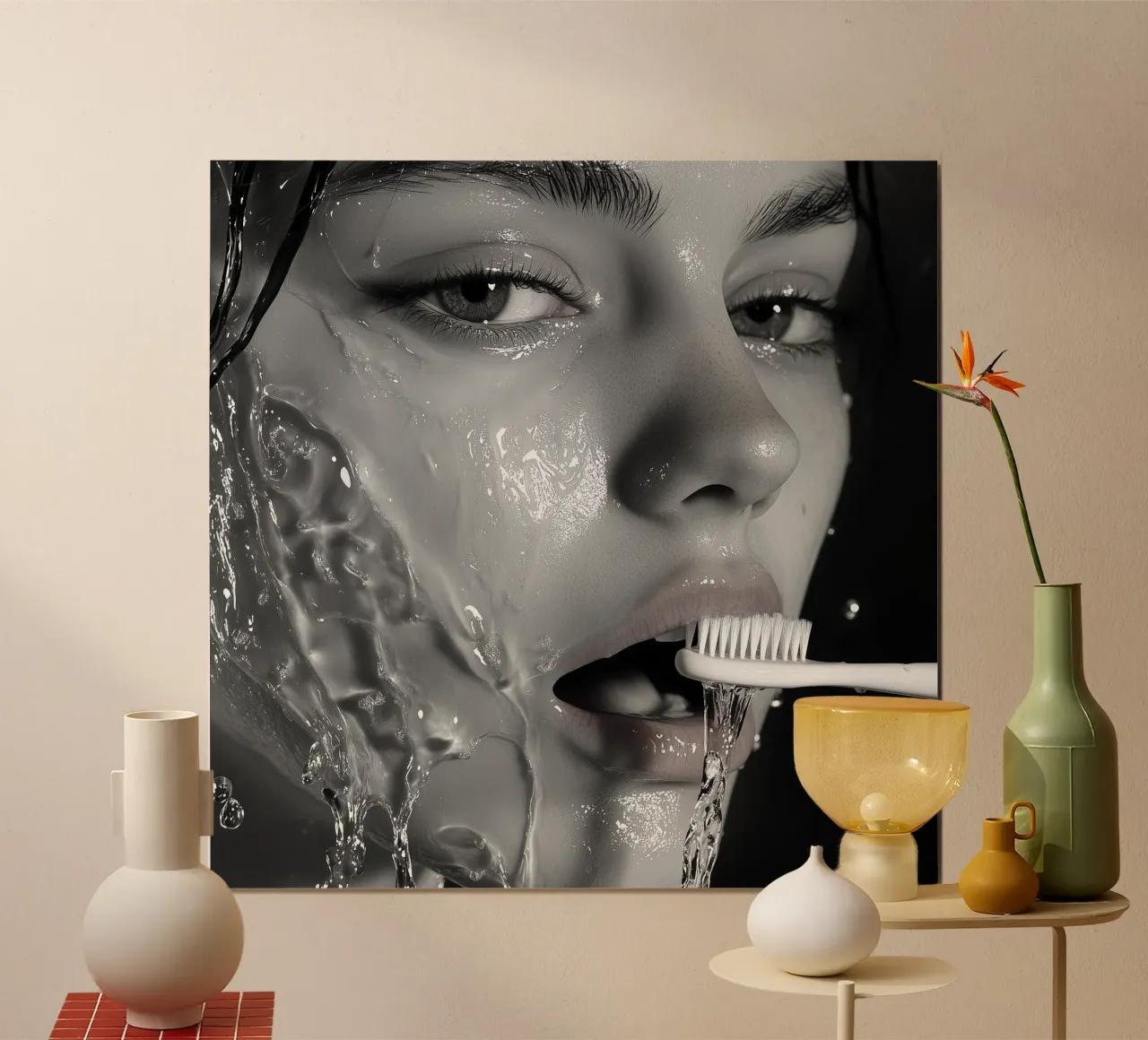 Serie dentista - ritratto liquido avant-garde in bianco e nero poster da Synthaira