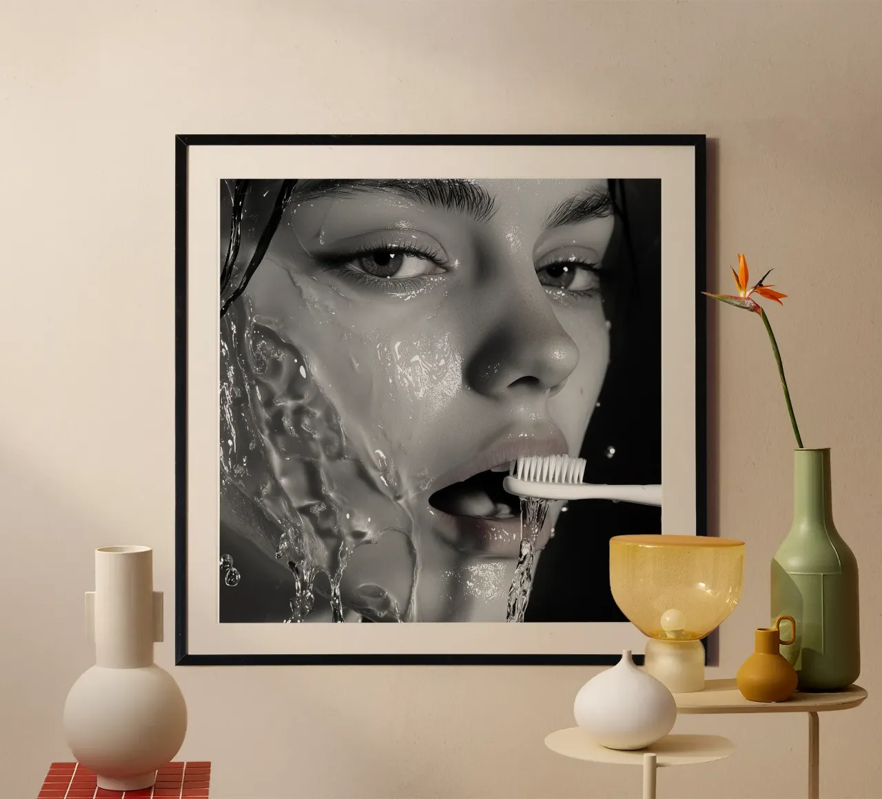 Serie dentista - ritratto liquido avant-garde in bianco e nero poster da Synthaira