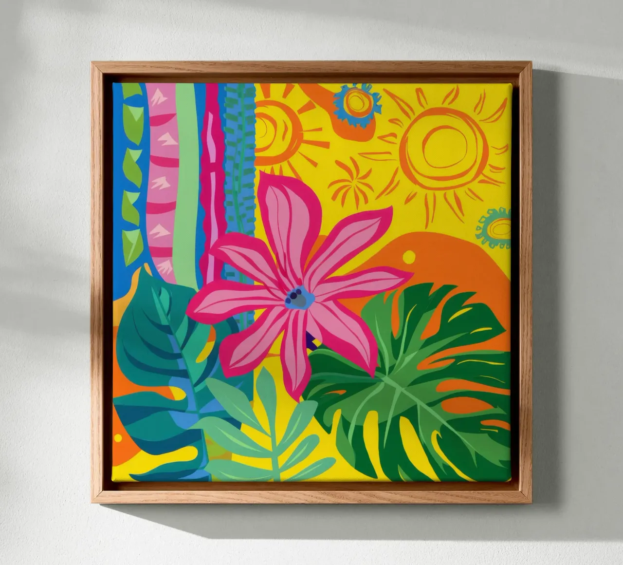 Psychedelische zonnebloem canvas met Baklijst van Bruce Juice