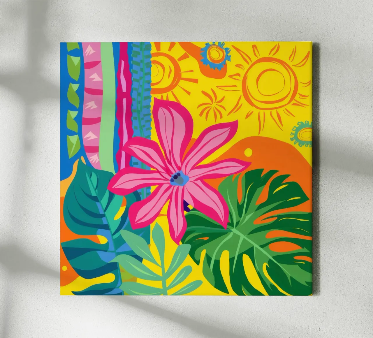 Psychedelische zonnebloem canvas met Baklijst van Bruce Juice