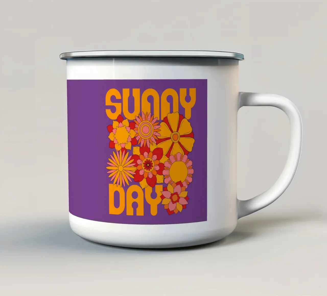 Sunny day Retro flower power tazza in smalto da TijanaArtStudio88