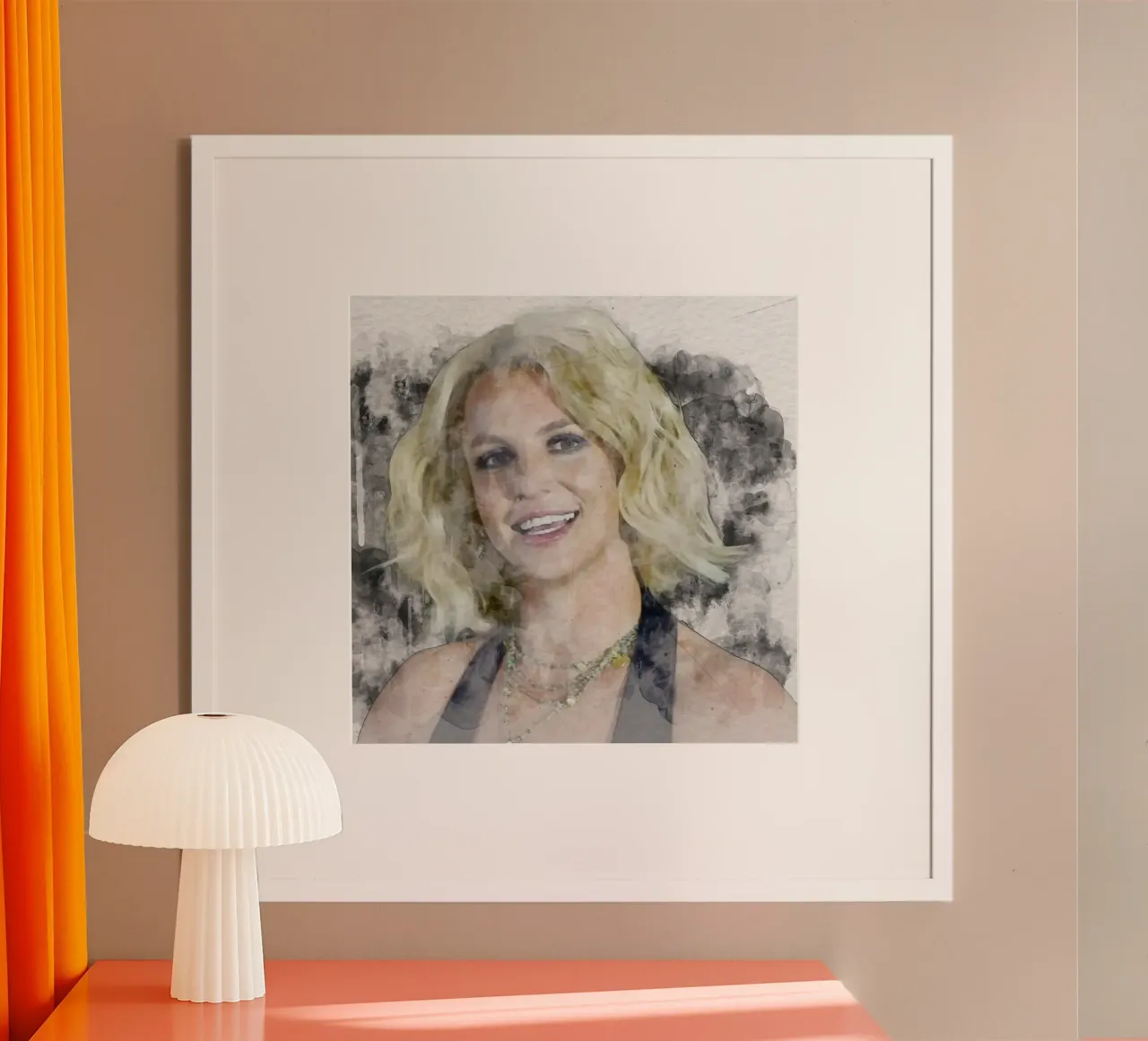 Britney Spears colore dell'acqua poster con telaio in alluminio da Trinara