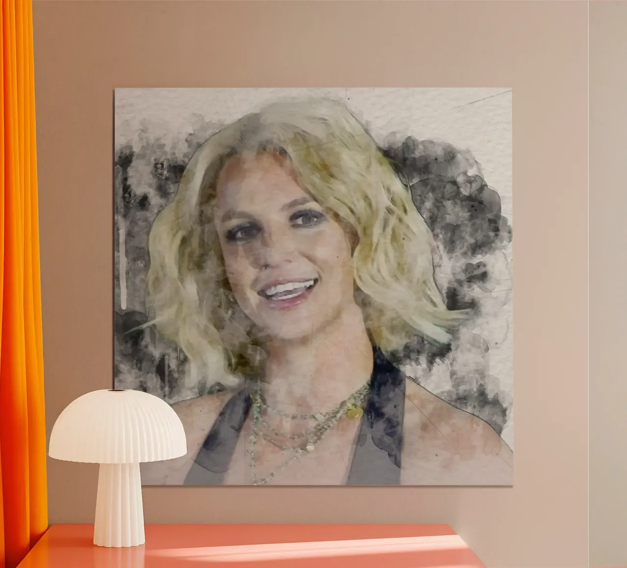 Britney Spears colore dell'acqua poster con telaio in alluminio da Trinara