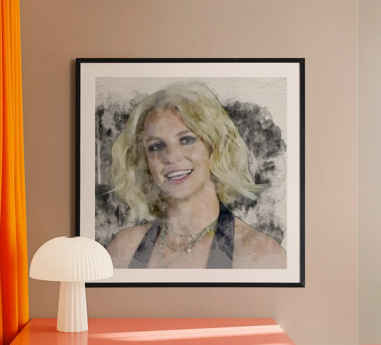 Britney Spears colore dell'acqua poster con telaio in alluminio da Trinara