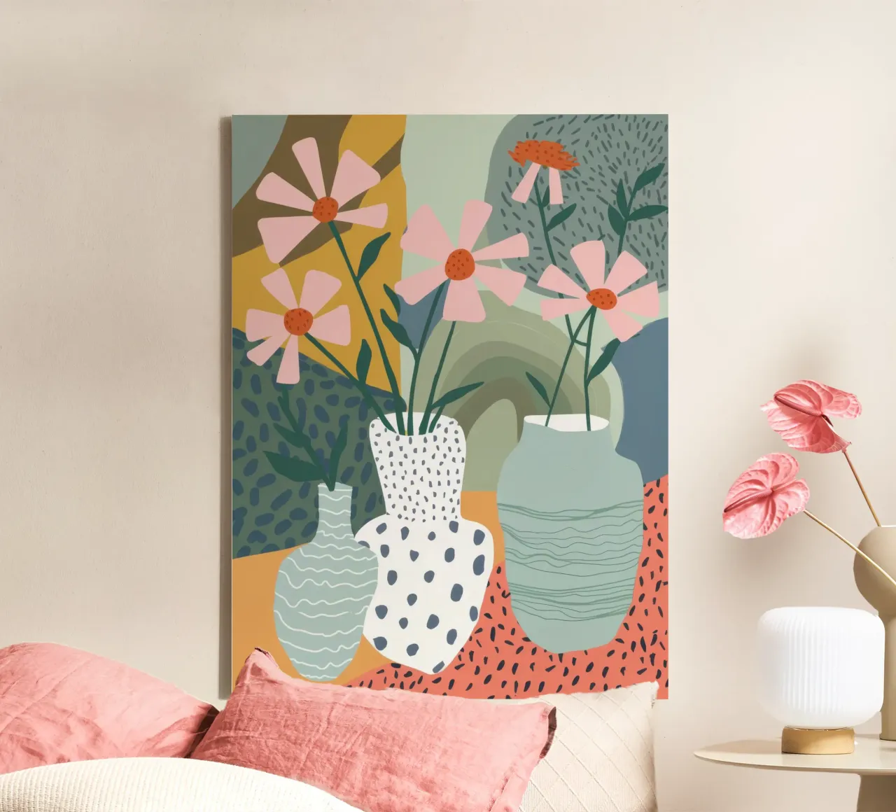 Bouquet di vasi a pois tela con Cornice a cassetta da Bruce Juice