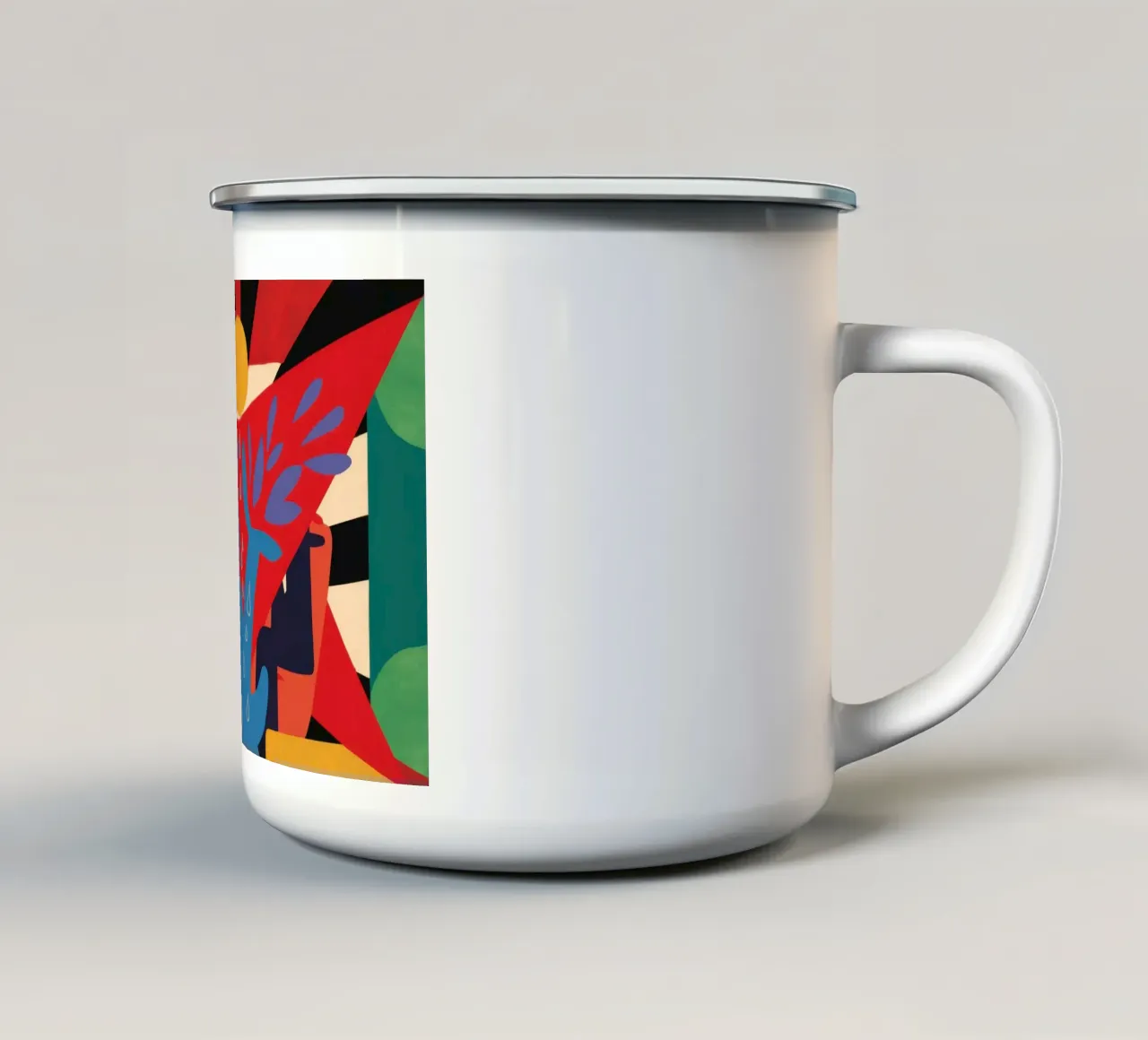 Collisione geometrica astratta tazza in smalto da Bruce Juice