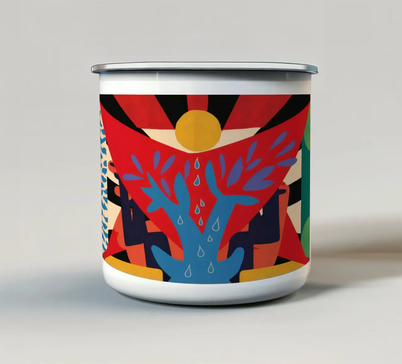 Collisione geometrica astratta tazza in smalto da Bruce Juice