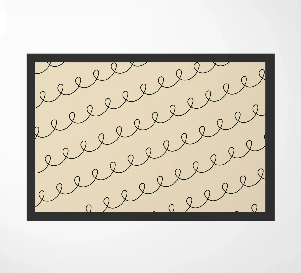 Minimal Geometric Looping Lines Drawing 2 | Black on Beige doormat by Beauty in Simplicity