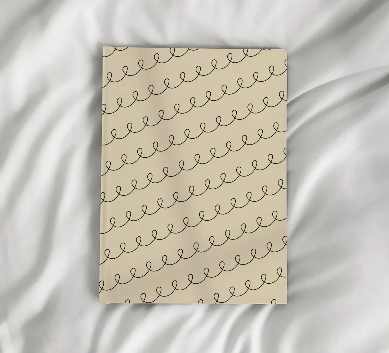 Minimal Geometric Looping Lines Drawing 2 | Black on Beige notebook by Beauty in Simplicity