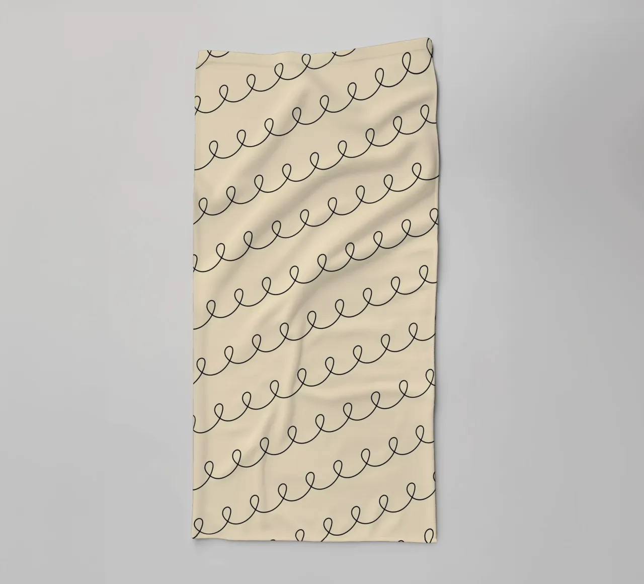 Minimal Geometric Looping Lines Drawing 2 | Black on Beige towel by Beauty in Simplicity