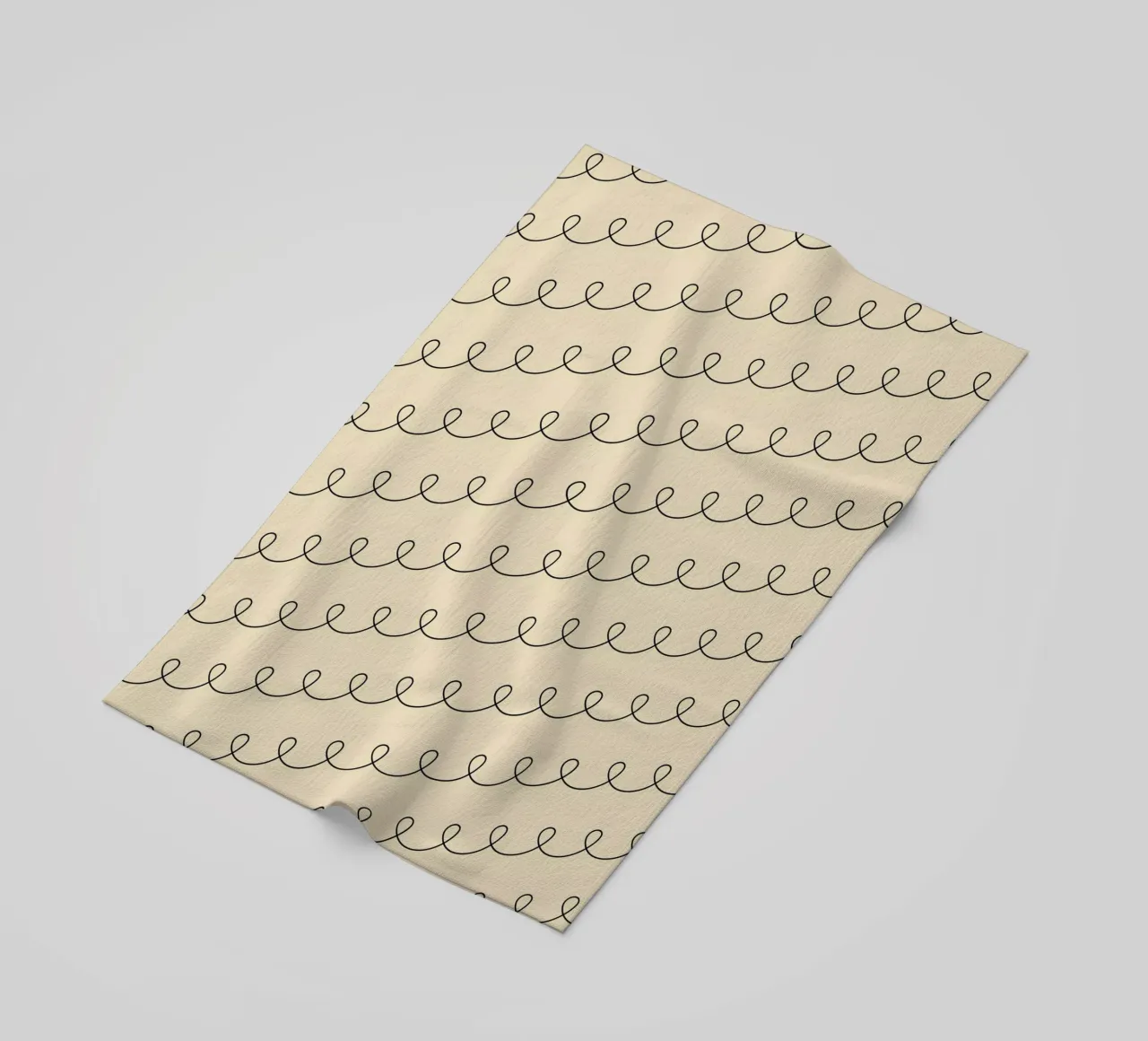 Minimal Geometric Looping Lines Drawing 2 | Black on Beige beach towel by Beauty in Simplicity