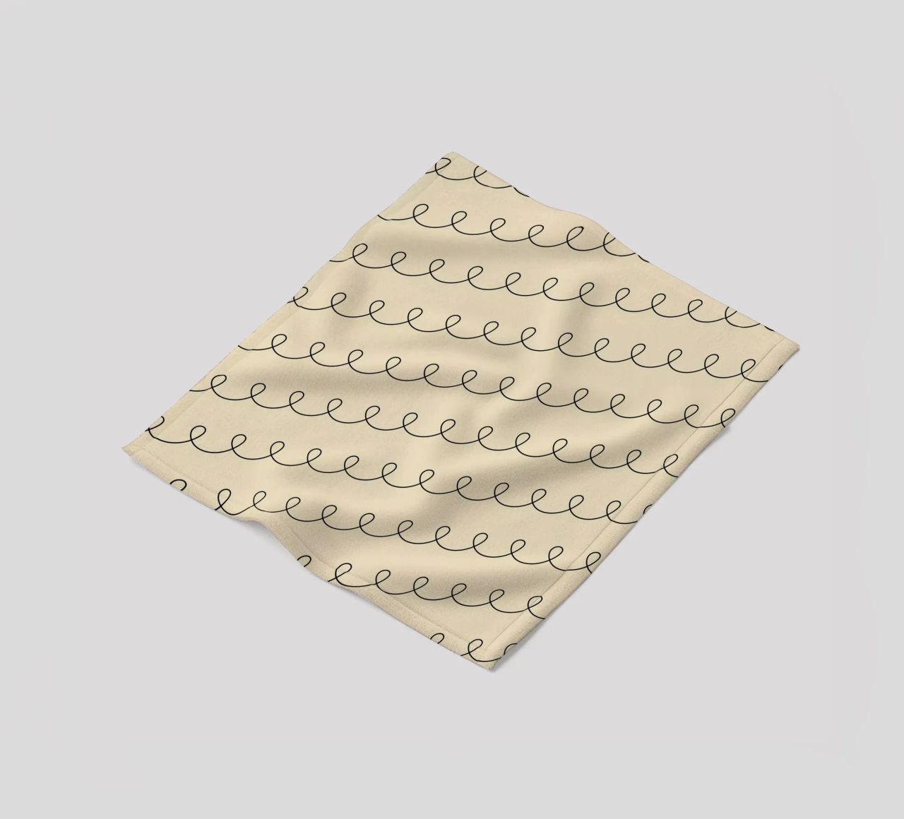 Minimal Geometric Looping Lines Zeichnung 2 | Schwarz auf Beige Fleecedecke von Beauty in Simplicity