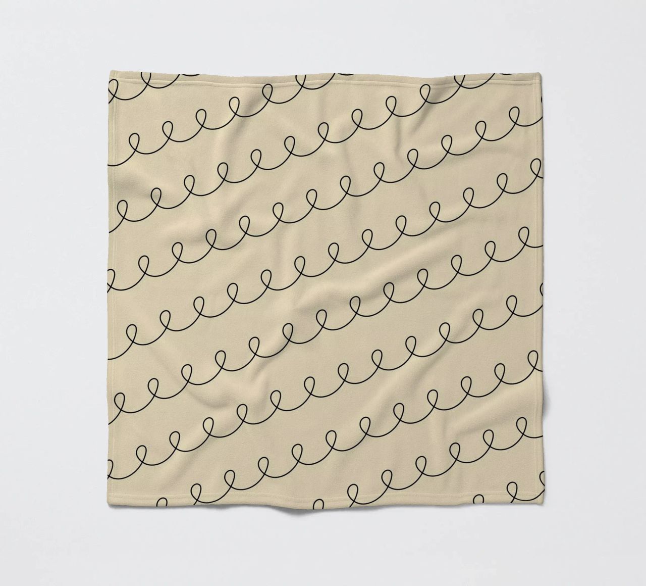 Minimal Geometric Looping Lines Zeichnung 2 | Schwarz auf Beige Fleecedecke von Beauty in Simplicity