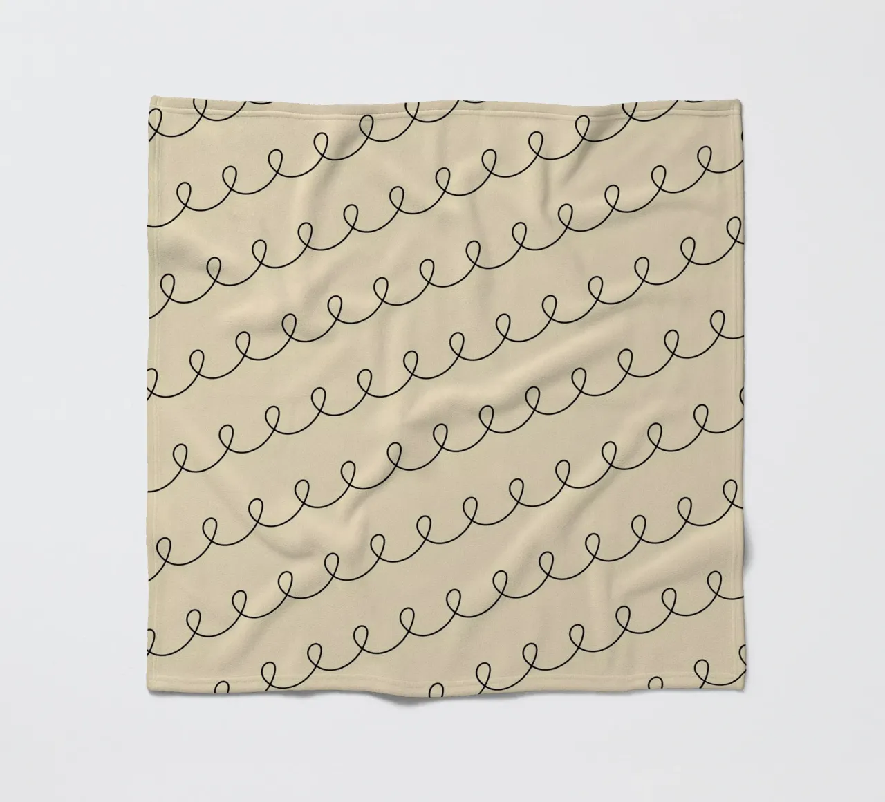 Minimal Geometric Looping Lines Zeichnung 2 | Schwarz auf Beige Fleecedecke von Beauty in Simplicity