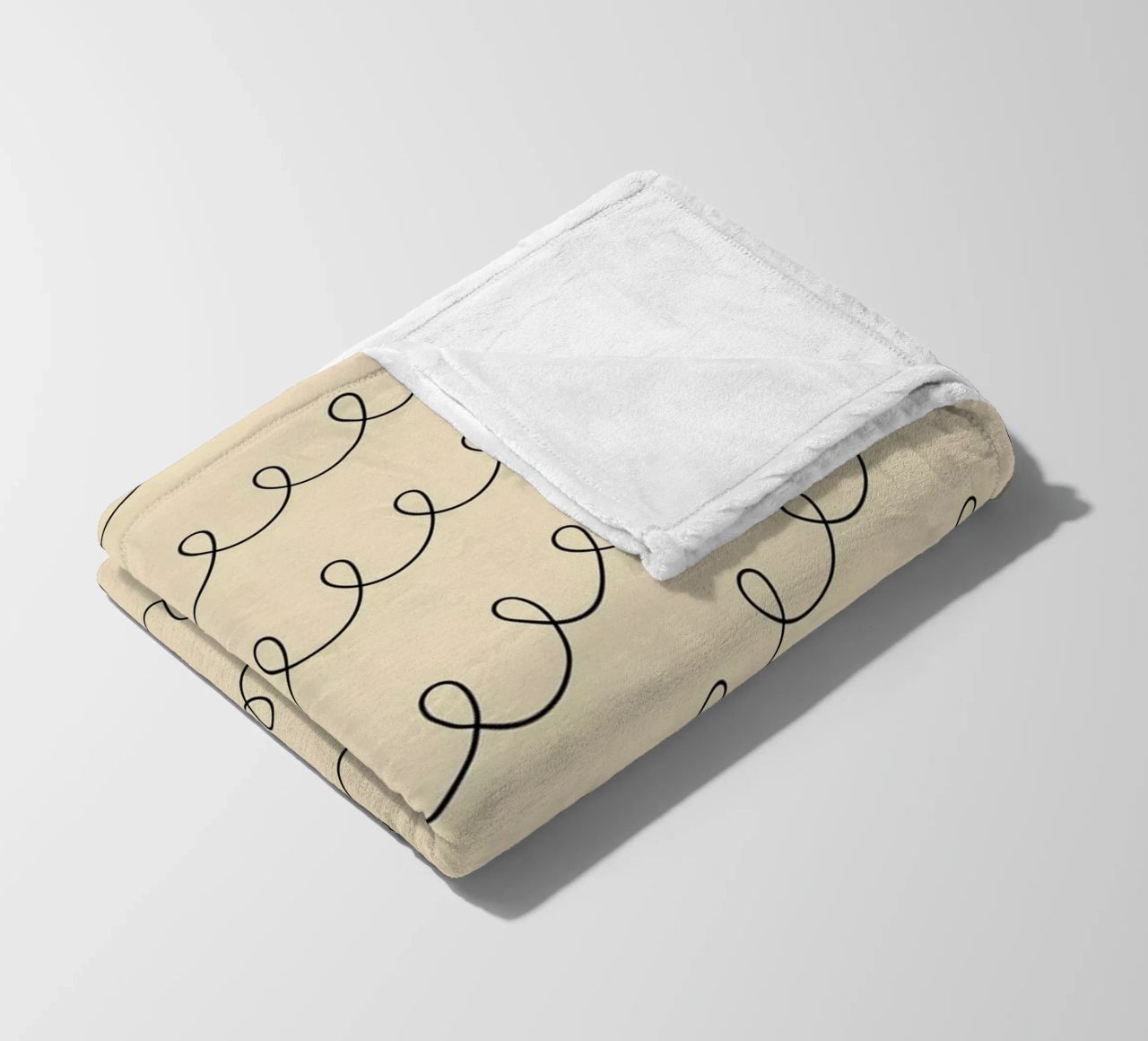 Minimal Geometric Looping Lines Zeichnung 2 | Schwarz auf Beige Fleecedecke von Beauty in Simplicity