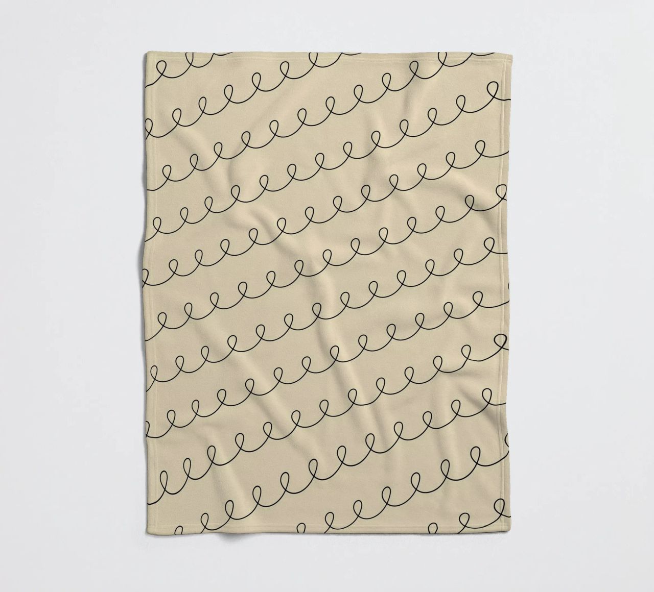 Minimal Geometric Looping Lines Zeichnung 2 | Schwarz auf Beige Fleecedecke von Beauty in Simplicity
