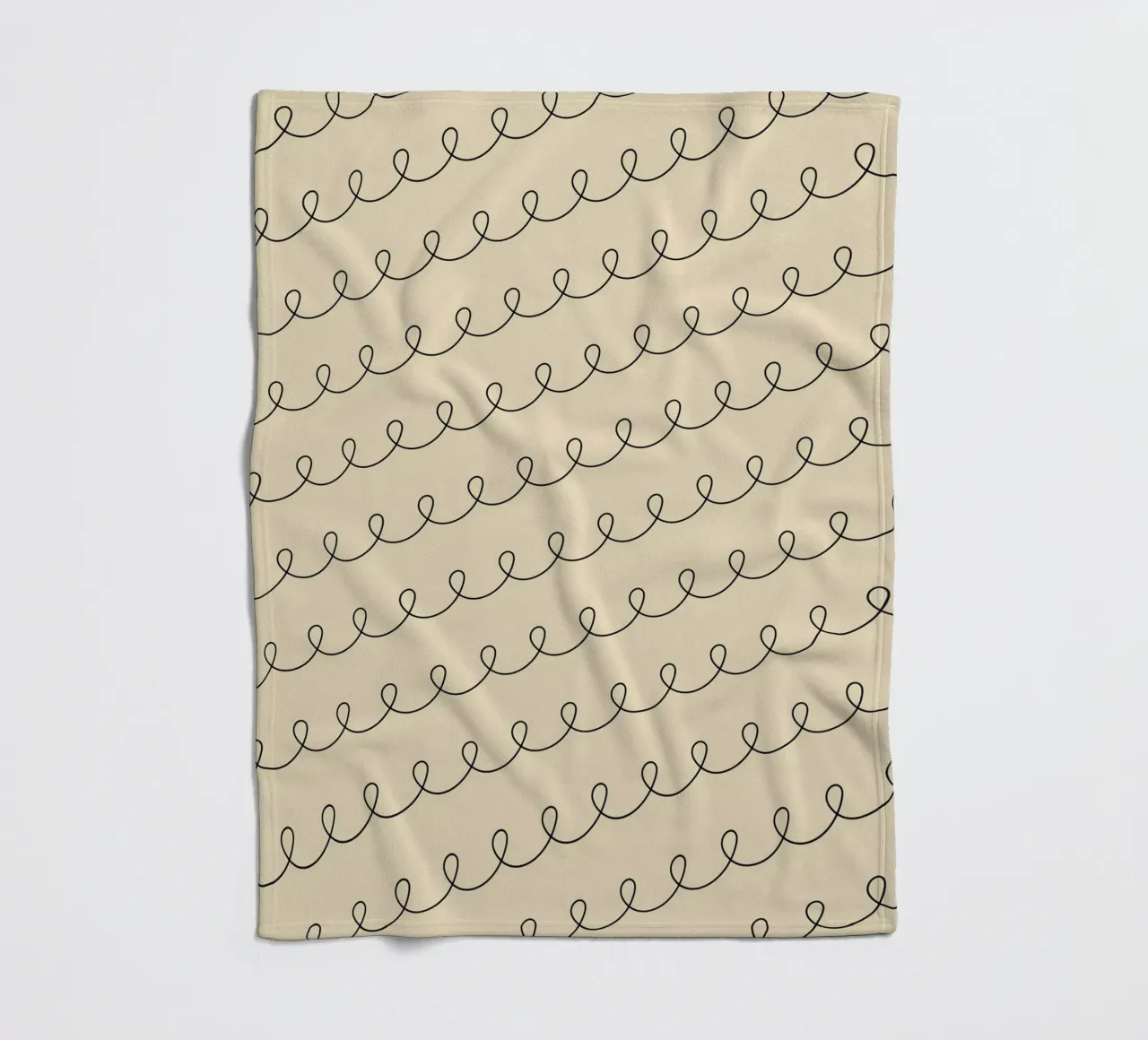 Minimal Geometric Looping Lines Zeichnung 2 | Schwarz auf Beige Fleecedecke von Beauty in Simplicity