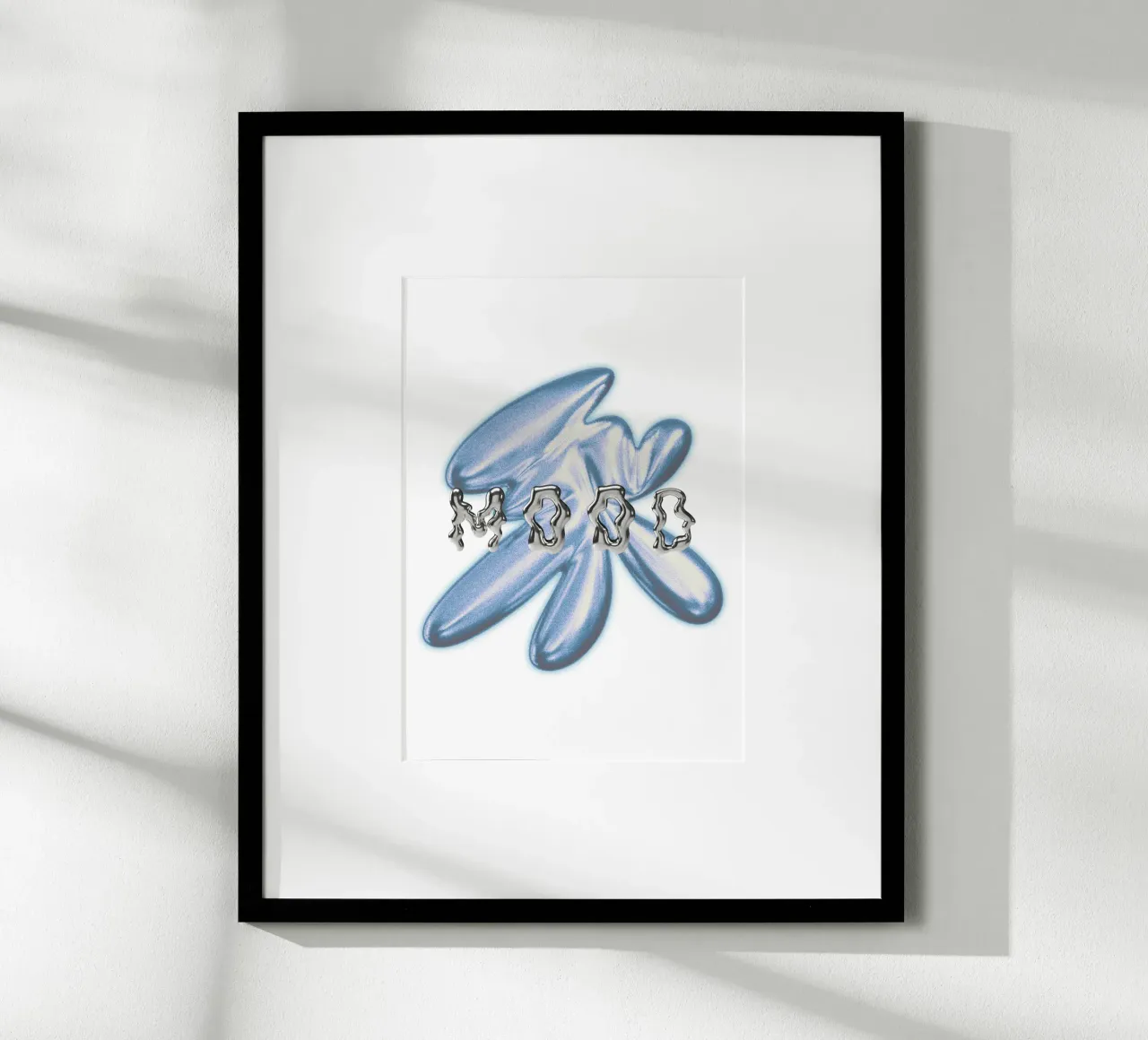 graphic design and mood metallised typography poster with plastic frame by morphinaeblue