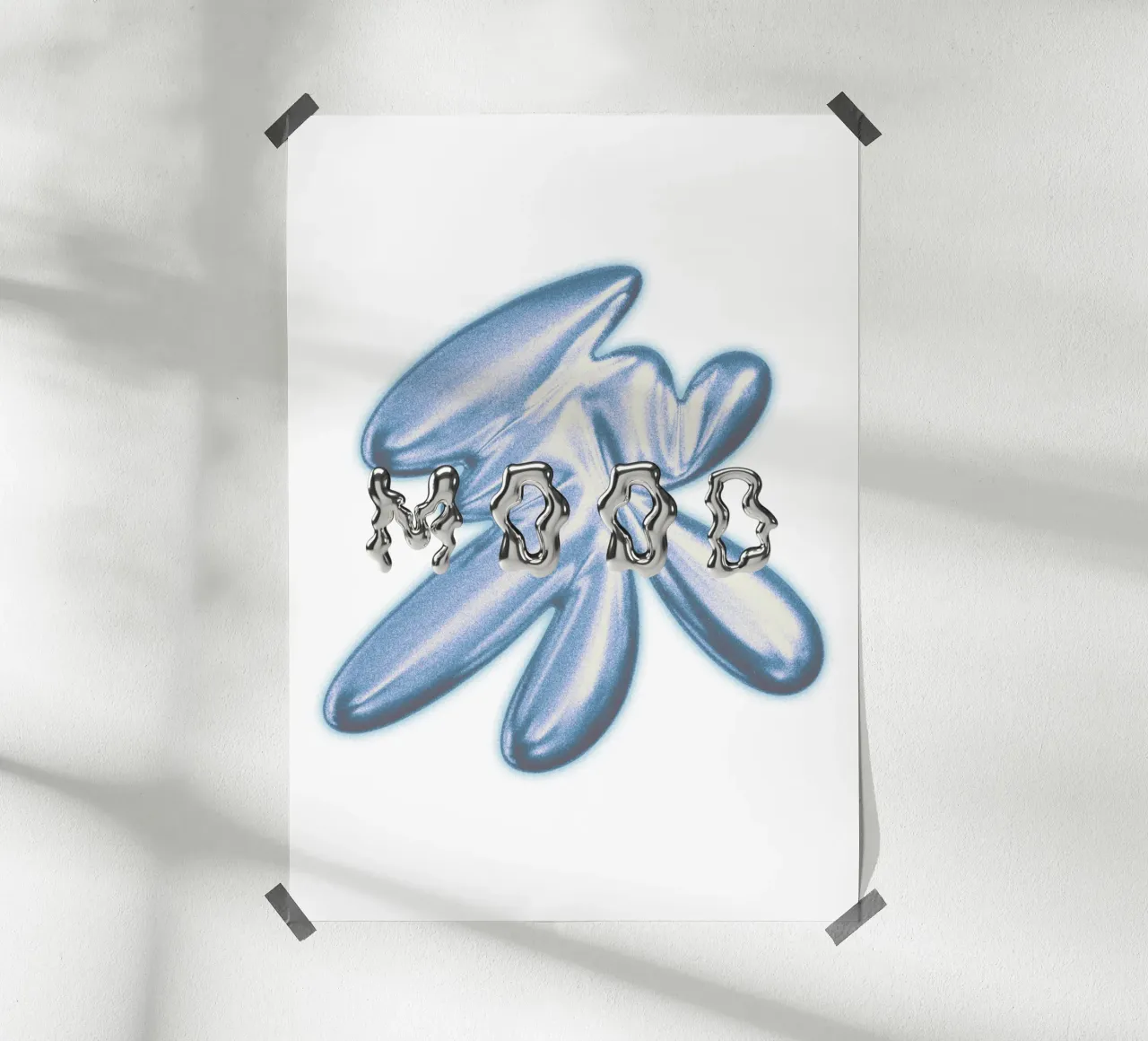 graphic design and mood metallised typography poster with plastic frame by morphinaeblue