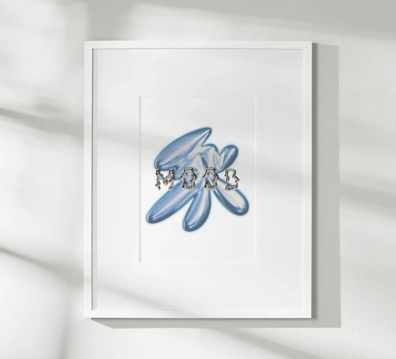 graphic design and mood metallised typography poster with plastic frame by morphinaeblue