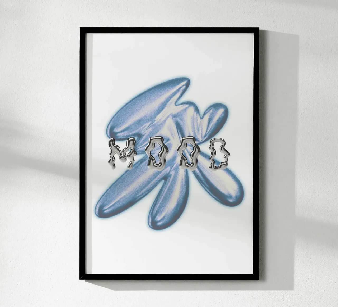 graphic design and mood metallised typography poster with plastic frame by morphinaeblue
